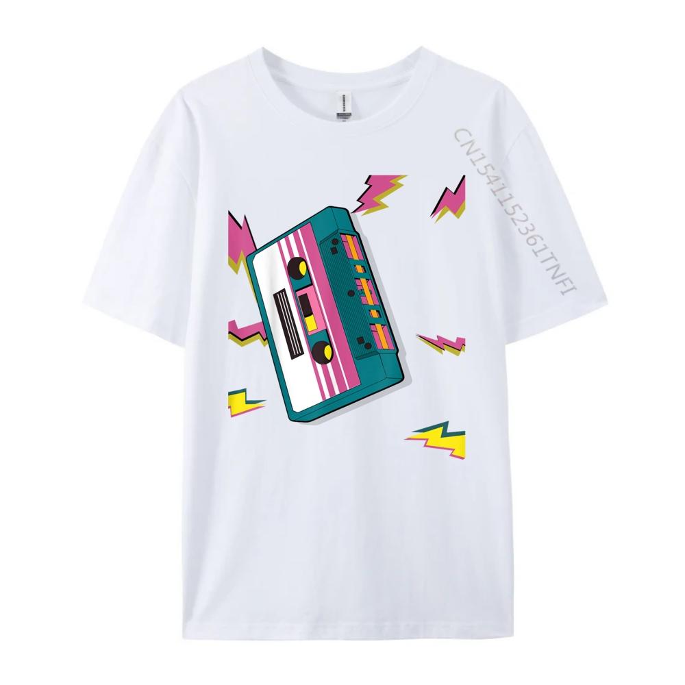 Vintage Cassette Tape In 80s 90s Neon Style T Shirts For Men Autumn TShirt Mens Tshirts Creative Camiseta