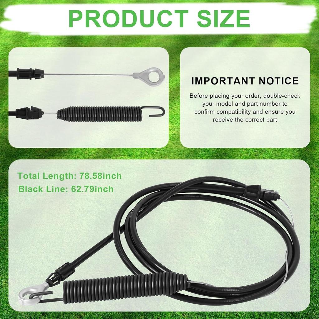 Podoy 532435110 Clutch Cable Compatible with Husqvarna YTA19K42 YTH21K46 YTH22V46 YTA18542 AYP Poulan Lawn Tractor Blade Cable with Spring Assembly