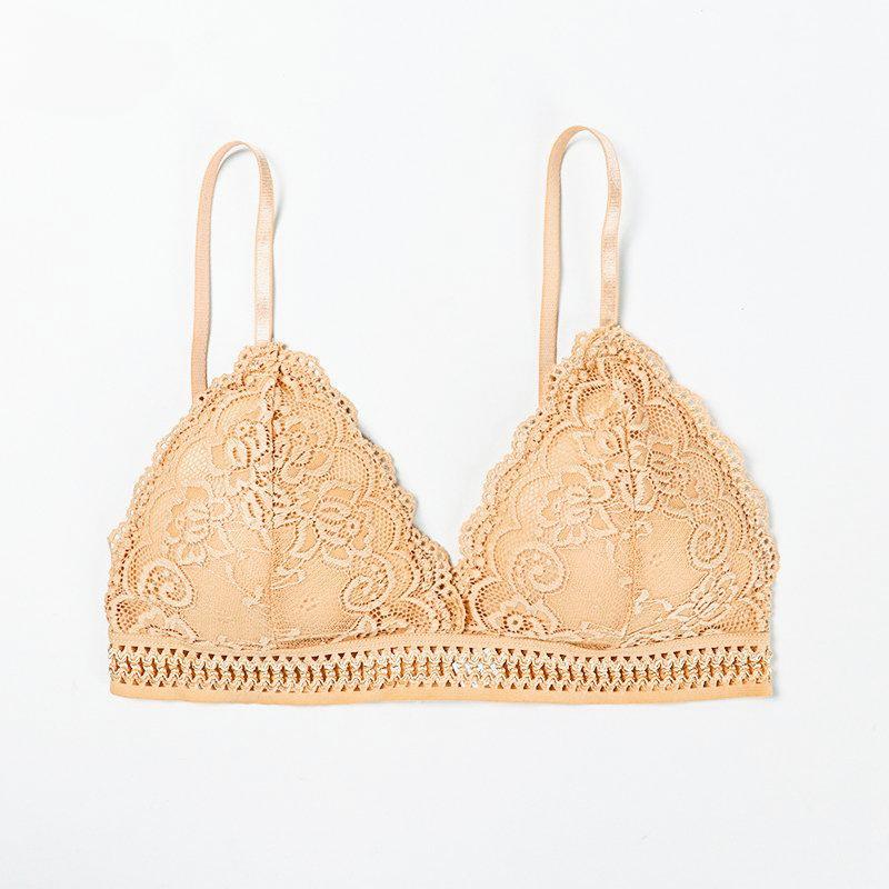 French Style Bra Seamless Deep V Lace Bra Wireless Thin Underwear Sexy Soft Bra
