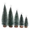 Mini Christmas Tree Small Artificial Snow Flocked Pencil Tree with LED Lights Tabletop Tree Ornaments with Wooden Base for Xmas Home Decor