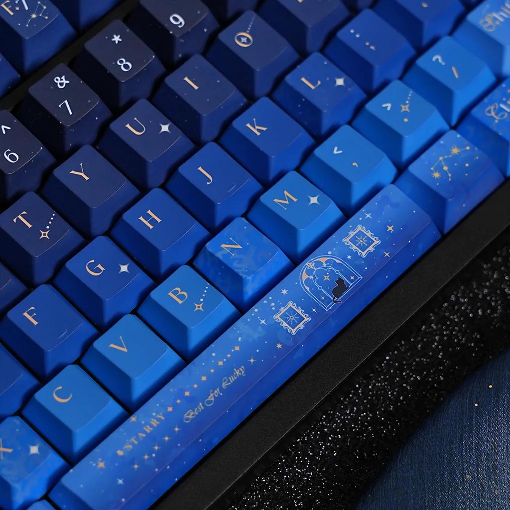 Starry Sky Keycaps·Starry Night Corridor·Night Tour·Dark Blue Gradient Pbt Cherry 139Keys Blue Gradient Purple Dream Keycaps