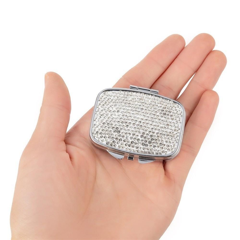 Tragbarer Diamantenbesetzter Pillendose Kristall Diamant mit 2 Fächern Pillendose Bling Pillen Organizer Reise