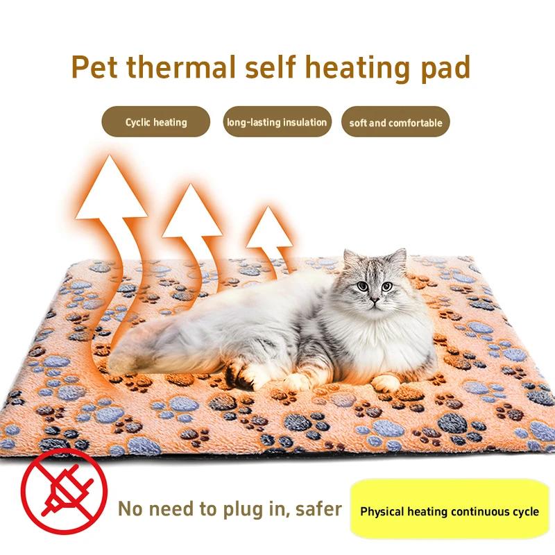 Selbstheizende Haustier-Pads, Decke, Welpen-Pad, warme Kissenmatte für Katzen, Hunde, waschbare Haustiere mit thermischem Körperwärme-reflektierendem Kern-Pad