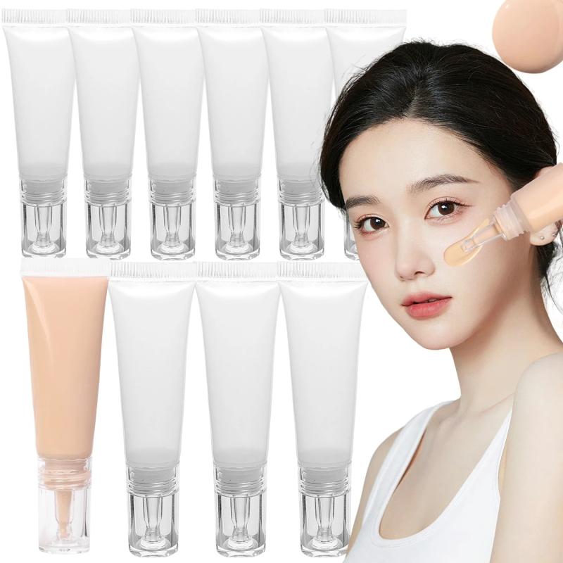 1/5Pcs Refillable Bottles With Cap Empty Dropper Bottle Transparent Plastic Foundation Cream Travel Cosmetic Sample Containers