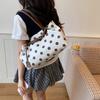 Korean Polka Dot Tote Bag With Belt Buckle Detail Women Large Capacity Casual Shoulder Bag Stylish Daily Commute Work Handbag