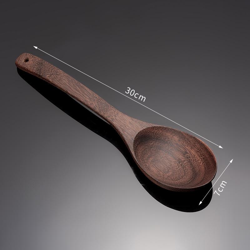 High-Temperature Resistant Solid Wood Soup Spoon with Long Handle - Large Size, Lacquer-Free 30 x 7 cm