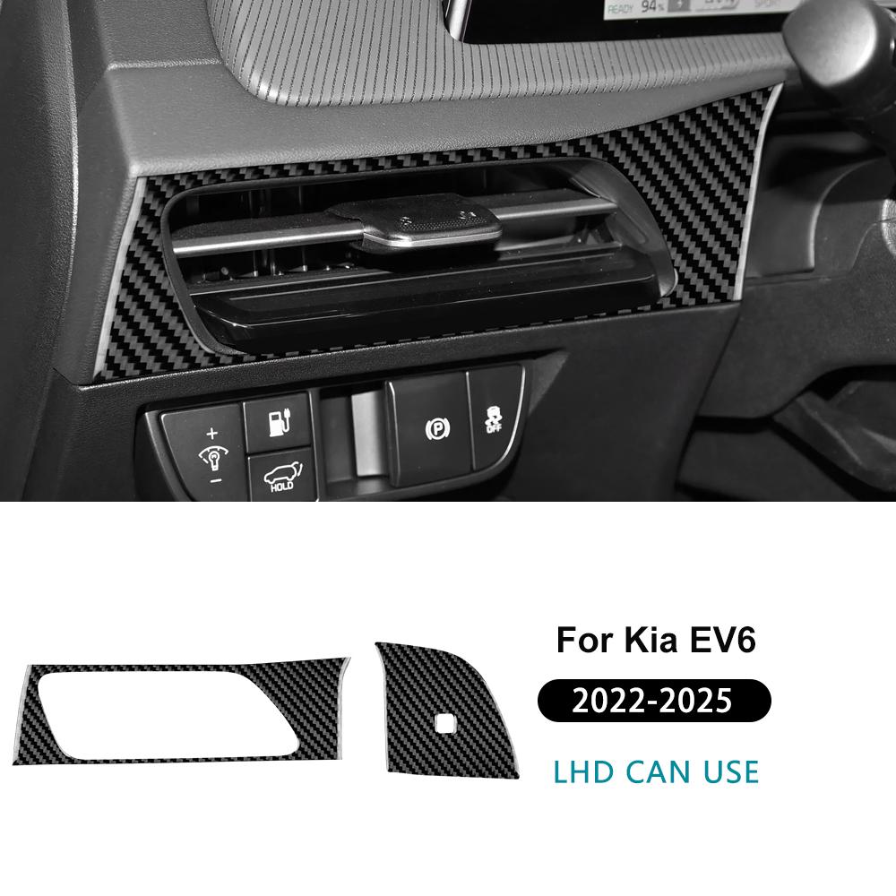 Für Kia EV6 GT EV 2022 2023 2024 2025 Echter weicher Karbonfaser-Aufkleber LHD RHD Auto Fahrersitz Luftauslass Innenzubehör