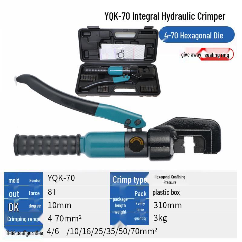 Yuhuan Portable Manual Hydraulic Crimping Tool for Copper/Aluminum Wire, YQK70120240300 - Ideal for Electricians
