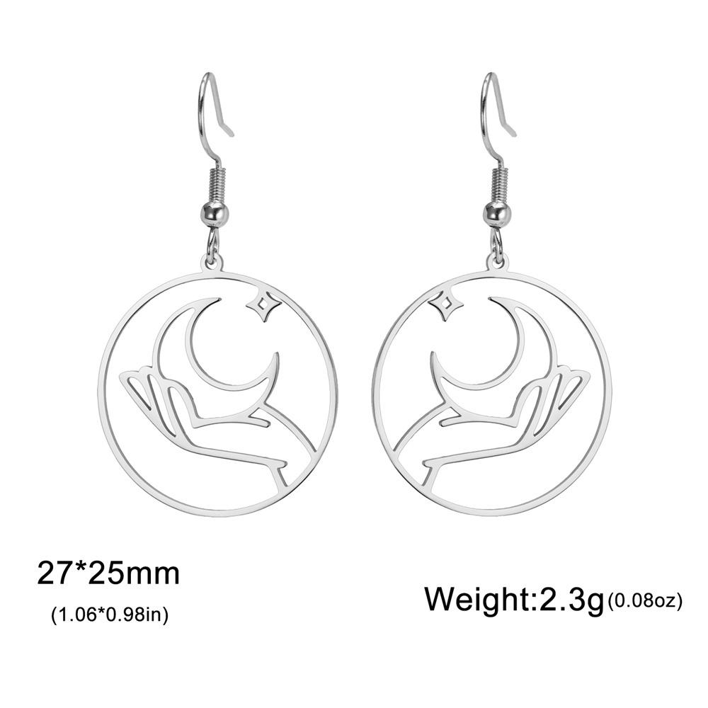 

My Shape Moon Drop Earrings for Women Girl Stainless Steel Holding the Moon in Hand Star Dangle Earrings Jewelry Gifts Wholesale