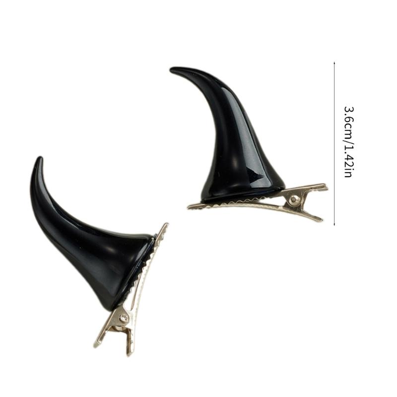 Goth Bull Horn Shape Hairpin for Woman Carnivals Halloween Role Play Hair Clip