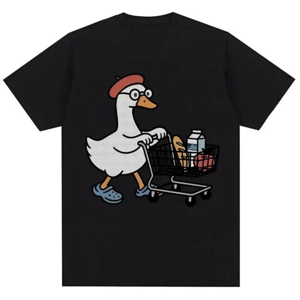 Fun Silly Goose Shopping Cute Goose Lovers Summer Unisex Loose Casual Short Sleeve Women And Unisex Comfortable TShirt