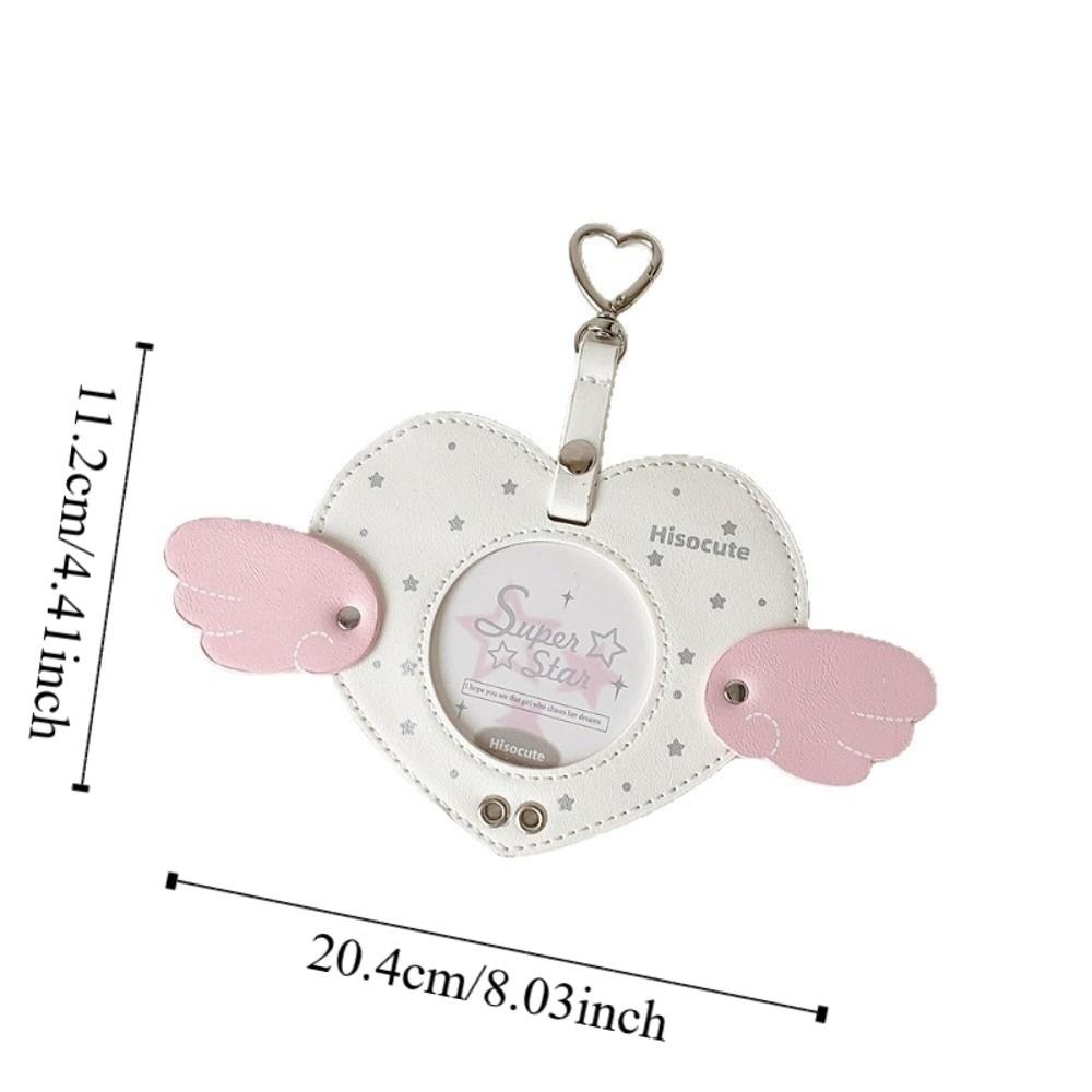 Love Heart Wings ID Photo Photocard Frame with Keychain Idol Card Display Protector  Girls Gift