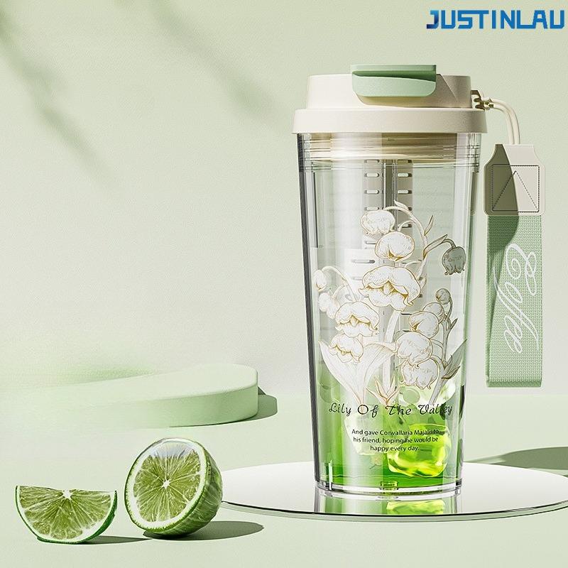 

PCTG+PC Ringflower Pattern Plastic Cup High Beauty Portable Office Coffee Cup Straw Cup Children s Drinking Cup