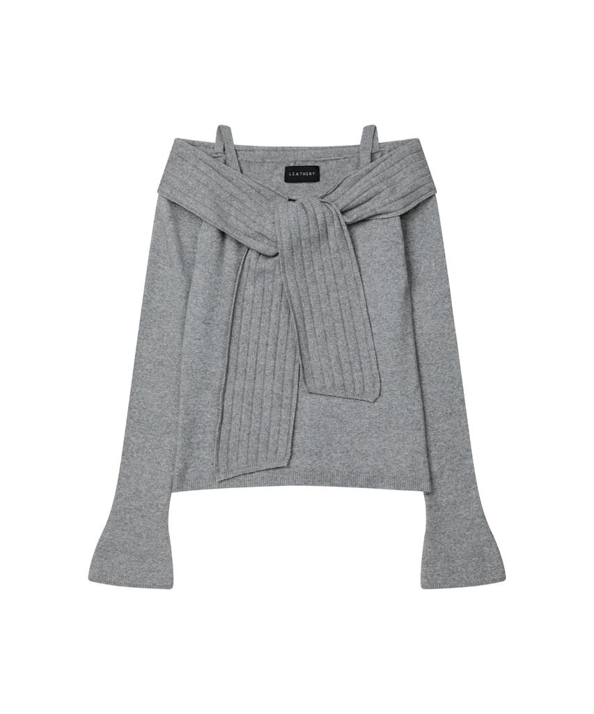 Ledeoli Soft Muffler Off-Shoulder Knit [Melange]