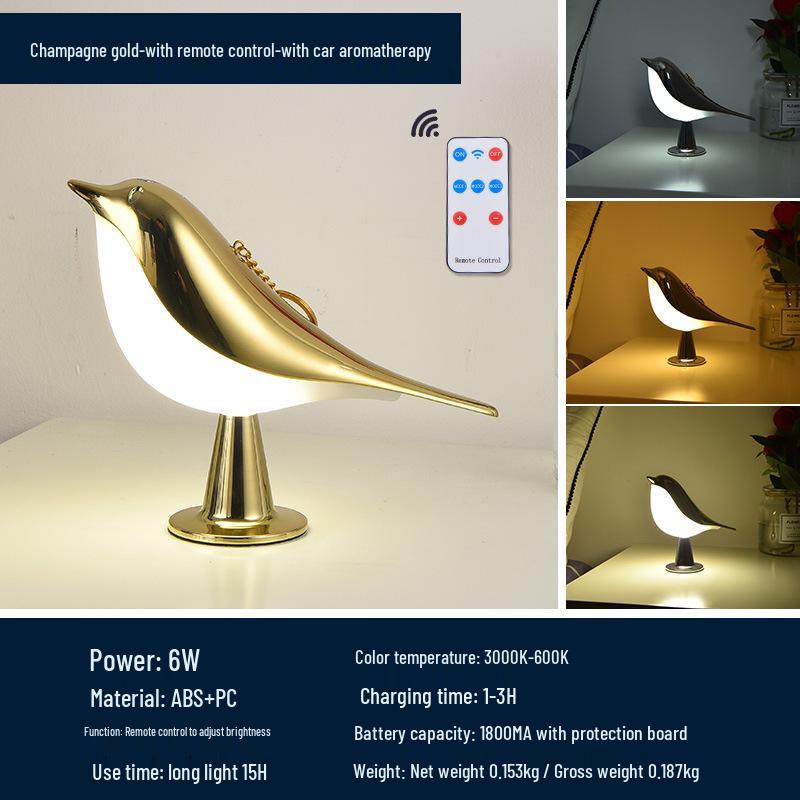 Creative Magpie Aroma LED Bird Night Light: Touch-Activated Bedside & Car Decor Lamp