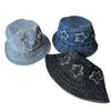 New Five Pointed Star Patch Denim Fisherman Hat For Women, Sweet Retro Street Versatile Bucket Hat