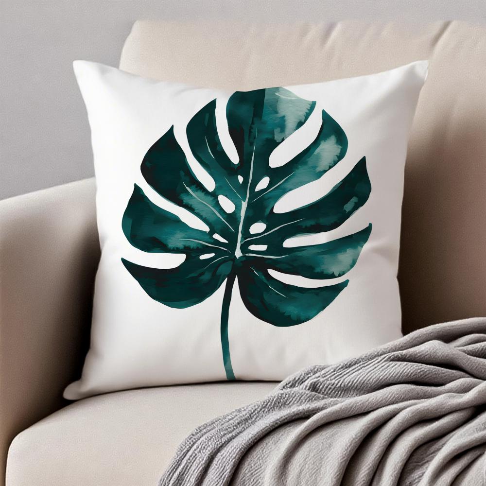 Modern style Leaf Cushion Cover Pillowcase Antidustmite Invisible Zipper Short Plush Sofa Cushion