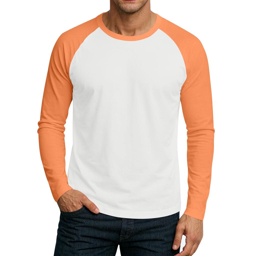 Men's Round Neck Plunger Long Sleeve T-Shirt Top