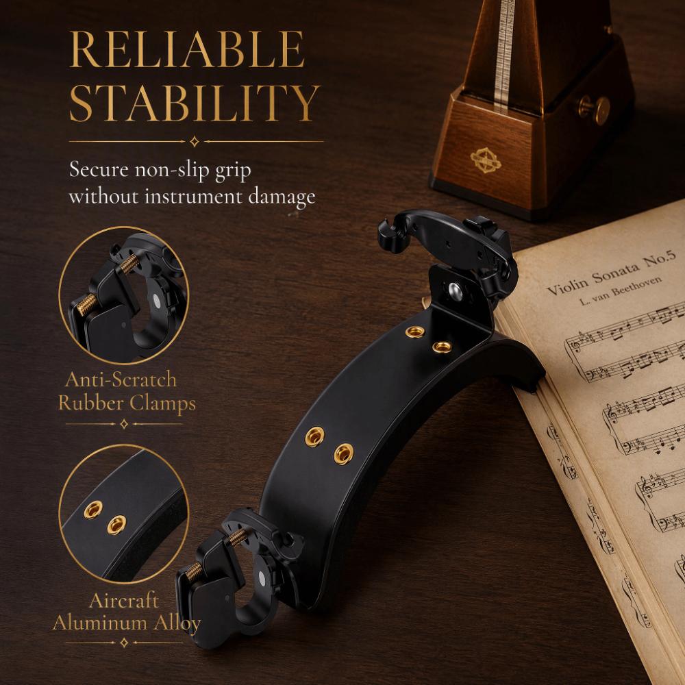 Aluminum Alloy Adjustable Shoulder Rest Black Color Ergonomic Violin Support For Violinists