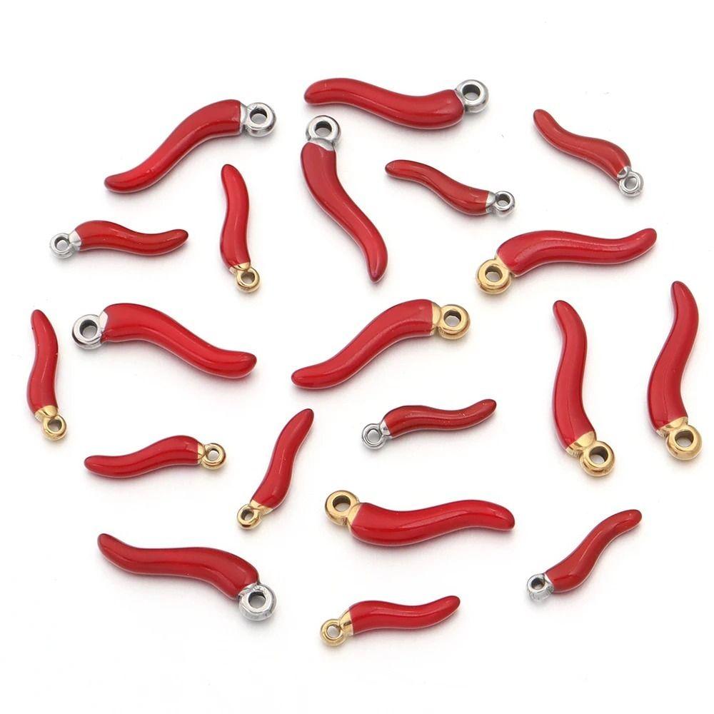 

5/10 шт DIY Красный перец ожерелье подвески мини ожерелье серьги аксессуары DIY энтузиасты 5Pcs Silver