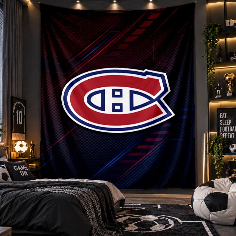 Arazzo da Appendere a Parete Stampa Montreal Canadiens Tessuto per Soggiorno Camera da Letto Decorazione Casa