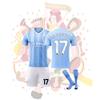 Authentic Manchester City Home Jersey Harland 9 De Bruyne 17 Adult Kids Set