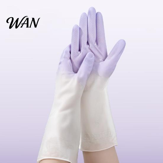 Reusable Gloves 1 Pair Household Cleaning Waterproof Anti-Slip Protective with Extended Cuffs Dishes Kitchen Anti-slip
