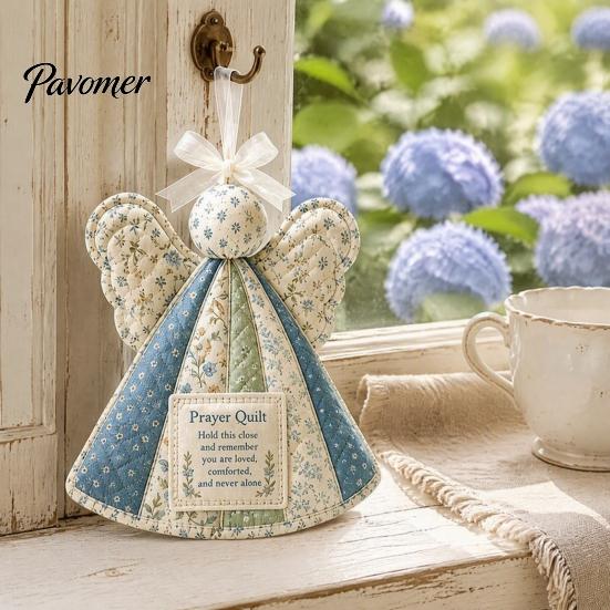 Quilted Angel Decoration Prayer Quilt Ornament, Filled Love Faith Christmas Decoration, Decorative for Mantel Handmade Keepsake Xmas Tree, Door Decor