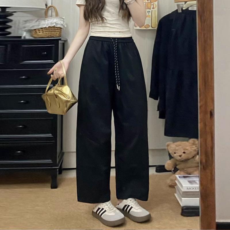 Retro version of pink lantern casual pants women's summer slim and thin high street design casual versatile pants