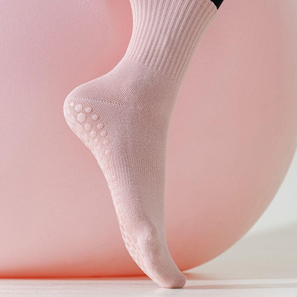 Pure Cotton Medium Length Socks Mid-tube Pilates Socks Gymnastic Training Socks Yoga Socks  Lady