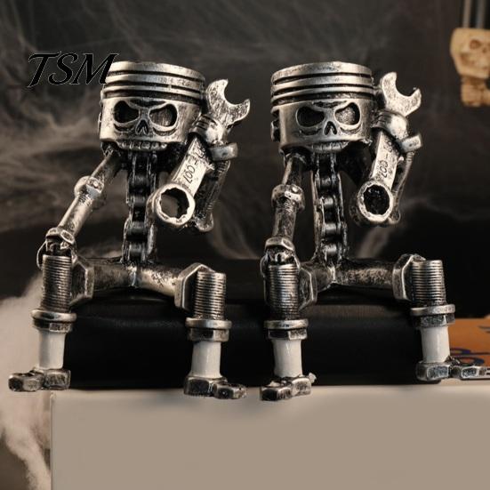 Durable Resin Skeleton Craft Vintage Robot Statue, Industrial Mechanical Figurine, Cool Desktop Atmosphere Ornament Gothic Desk Decor for Office
