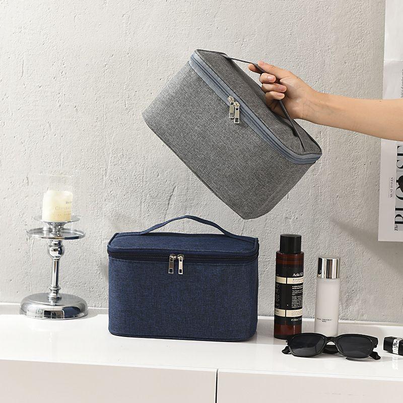 Square Business Travel Toiletry Bag Double-layer Large Capacity Makeup Bag Oxford Cloth Storage Bag Portable Handbag
