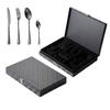 Qianxing 24-Piece 410 Stainless Steel Cutlery Set with Black Wooden Gift Box