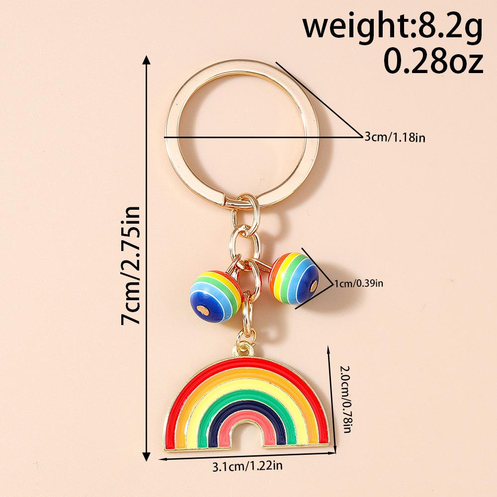 Fashion Rainbow Keychain Happy Rainbow Diy Alloy Accessories Colorful Cloud Charm Couple Family Keychain Pendant