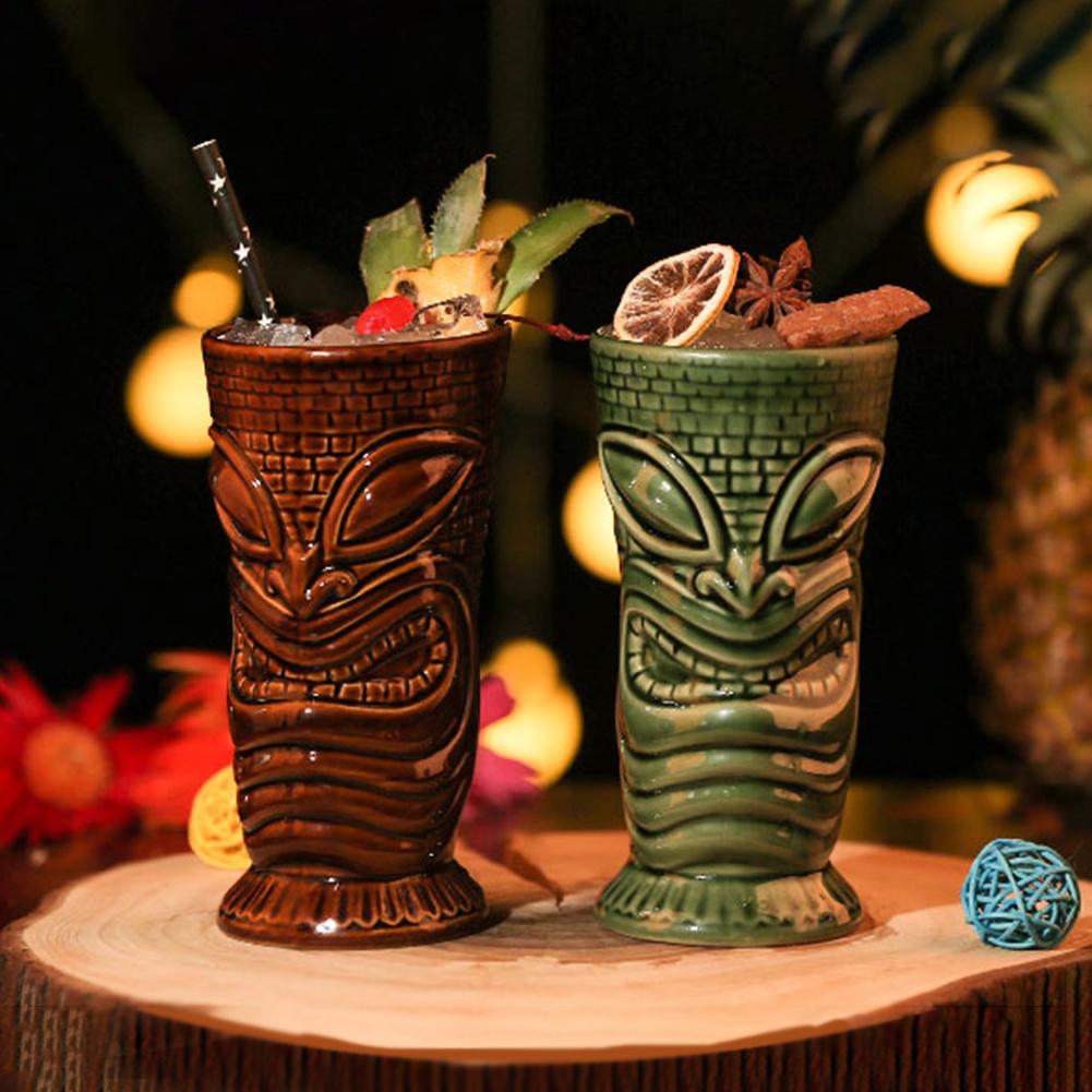 Hawaiianische Cocktailbecher Kreativer Stil Keramiktasse Biergetränk Tiki-Tasse Weinglas Barwerkzeuge Hausbar Party Trinkgeschirr Becher