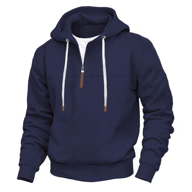 Mens Half Zip Fleece Hoodie Loose Fit Plus Size Casual Sweatshirt