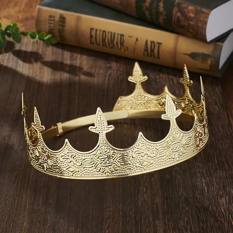 Simple Bar Mitzvah King Crown Hair Hoop Western Prince Crowns Headband Hair Accessories Round Tiaras Hair Ornaments