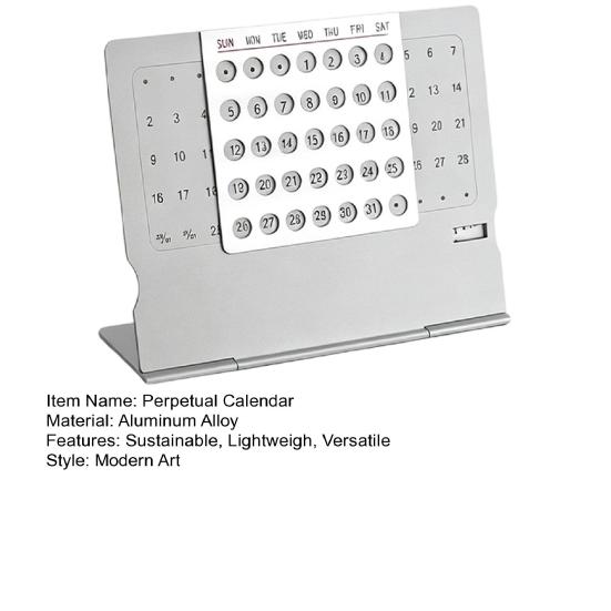 Perpetual Calendar Ultra-Light 1.4oz Aluminum Alloy Manual Adjustable Monthly Desk Calendar