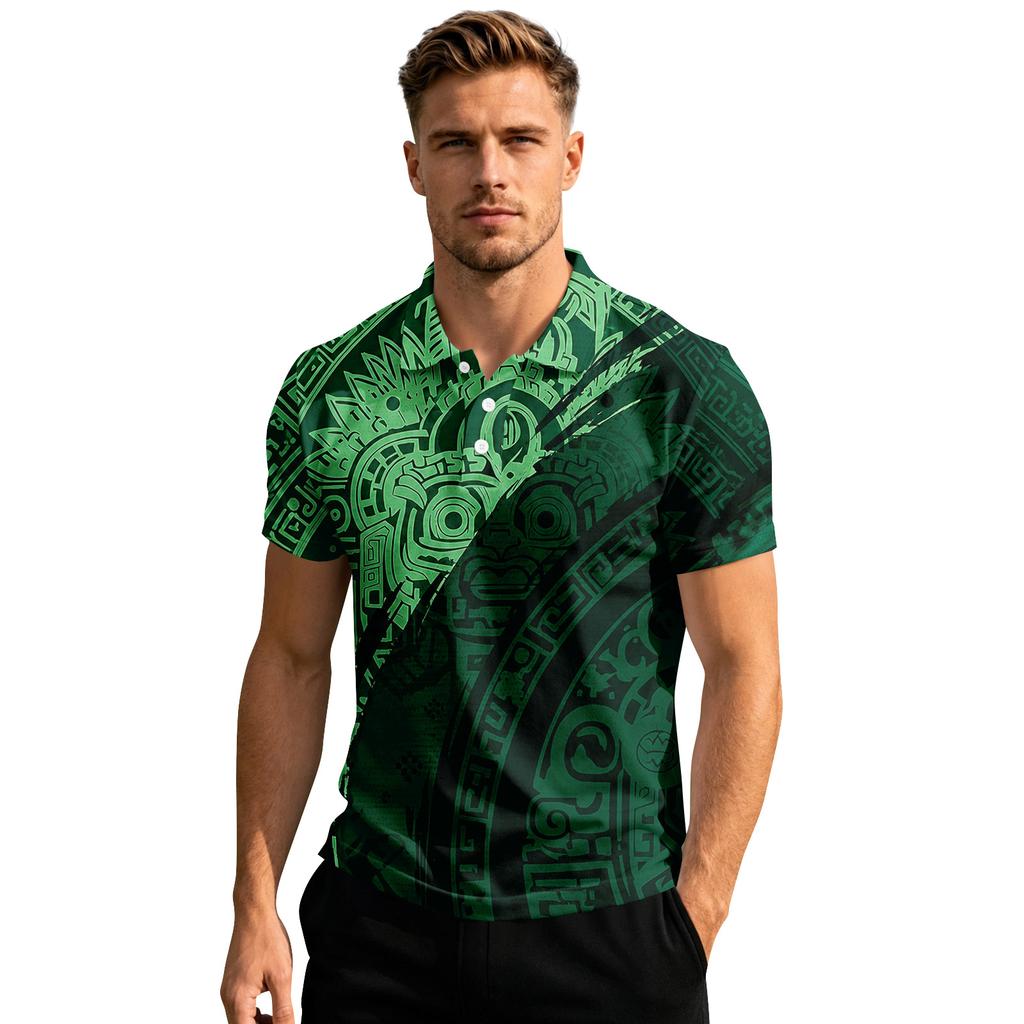 Men's Short Sleeve Shirt with Mexico Flag Print Fan Support Summer Top