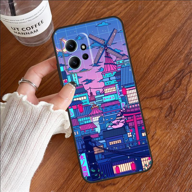 Neon Village Bathhouse Night Case For Xiaomi Redmi 14C 13C 10C 12C Redmi Note 14 Pro 13 12 11 9 10 9S 10S 11S 12S Cover