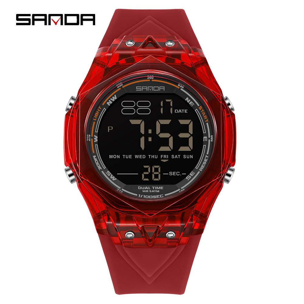 SANDA New 6289 Fashion Student Electronic Watch Sports Multi Functional Waterproof LED Student Electronic Watch Alarm Clock