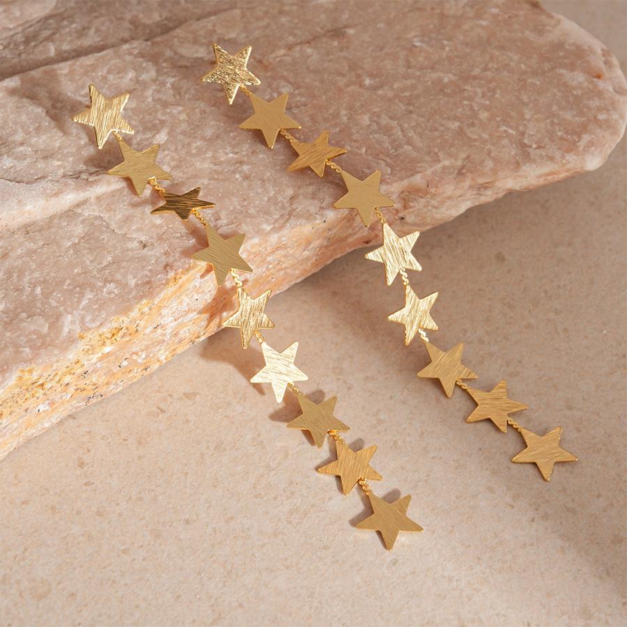 New Unique Metal Five-Pointed Star Tassel Earrings for Women Korean Style Personality Drop Earrings Charm Jewelry Accessories