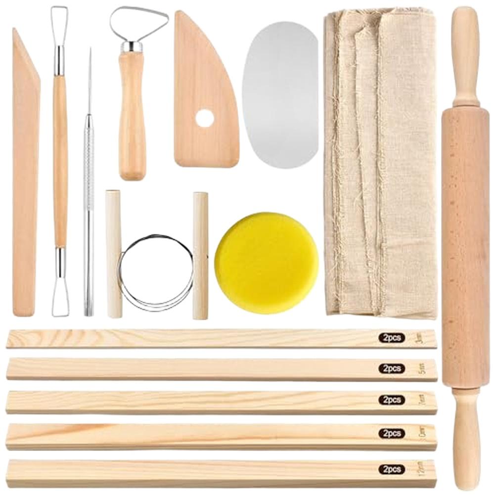 20-teiliges Töpferwerkzeug-Set Umfassendes Set Vielseitige Modellierwerkzeuge Nudelholz, Tonmodellierwerkzeuge & mehr Küchenwerkzeuge