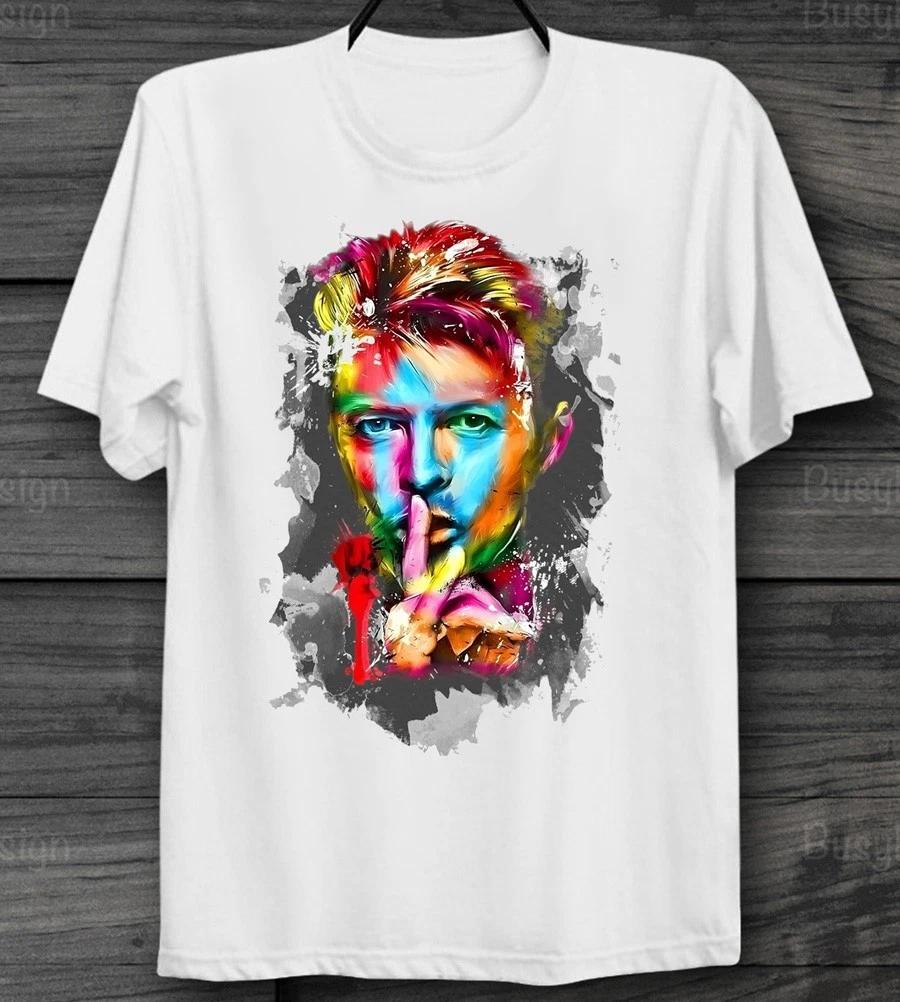 

David Bowie Colourful graphic T-Shirt Ziggy Stardust Inspired Retro Rock Top S
