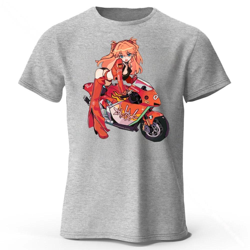 Fashionable Motorcycle Girl Printed Cotton Short Sleeves Summer Men's Soft Comfortable Oversized Loose Short Sleeves Top