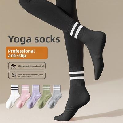 Female Spring and Autumn Cotton Yoga Dance Fitness Pilates Sports Silicone Non Slip Tube Socks