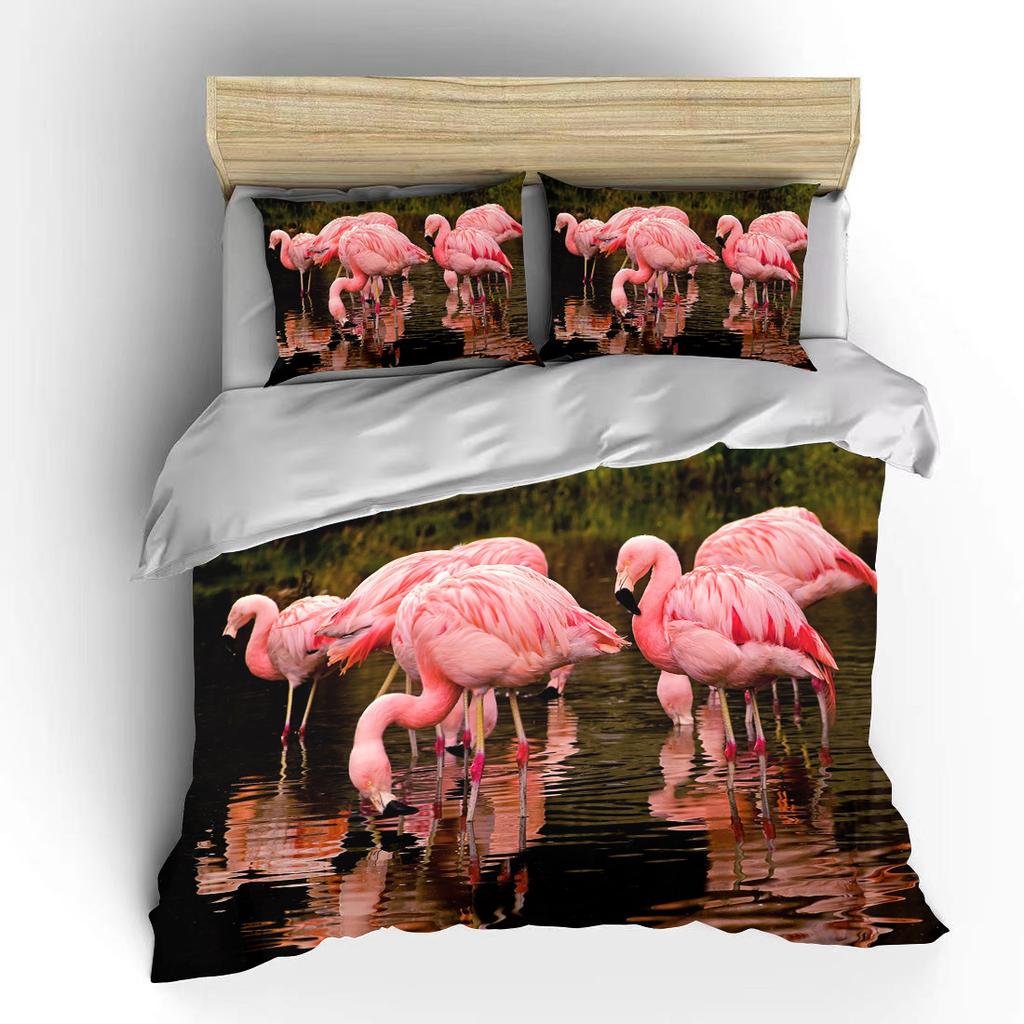 Flamingo cartoon cute bear kawaii Christmas gift king size double bed bedding set microfiber or polyester duvet cover set