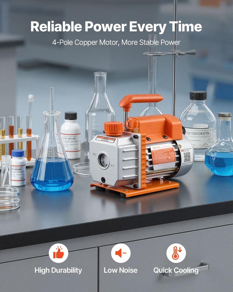 11.36 L Vacuum Chamber with Pump, 3.5 CFM 99 L/min, Single Stage Vacuum Pump, Stainless Steel Degassing Chamber Kit, Tempered Glass Lid, 1.5 M Hose,