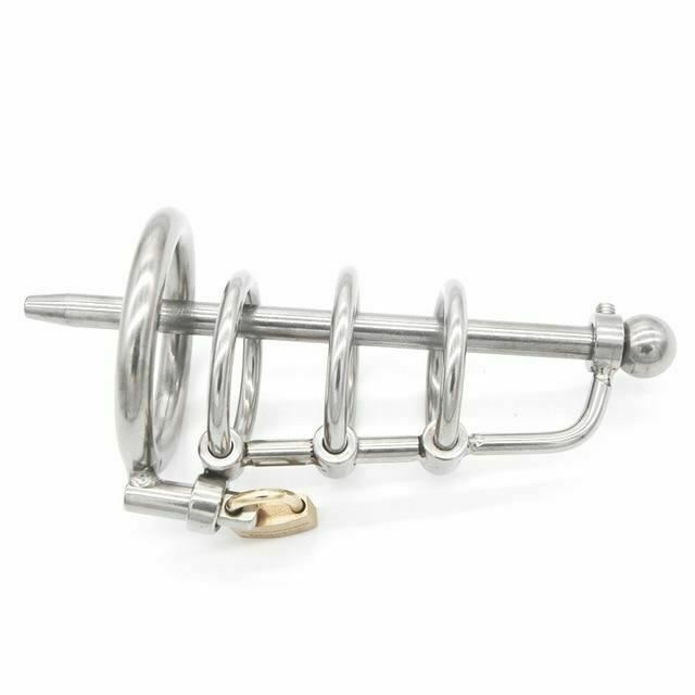 Stainless Steel Cage Urethral Sound Metal Ring Plug & Ball Toys