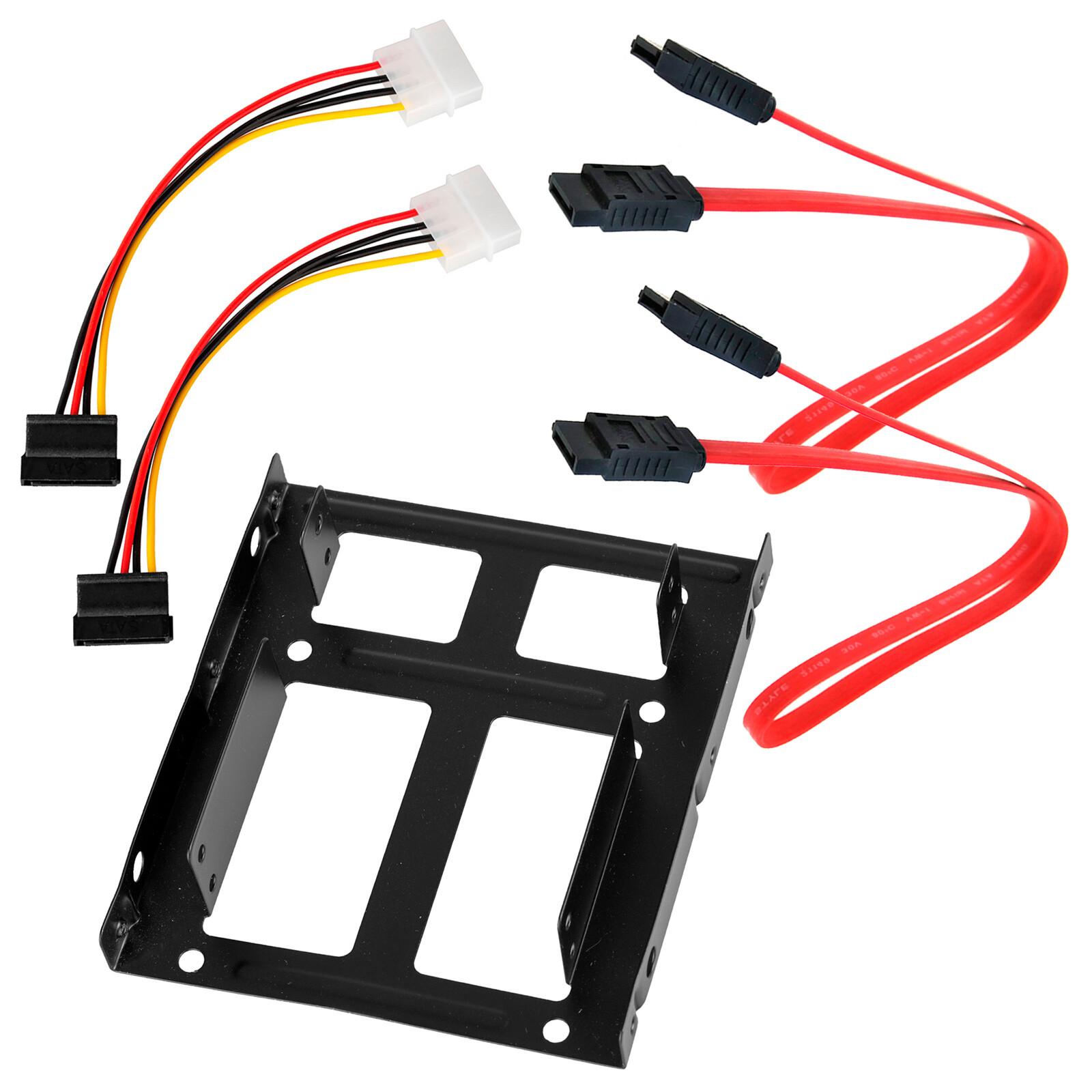 

2.5 SSD to 3.5 Bracket Two Hard Drive HDD Bay Adapter SATA Cable Mounting Kit